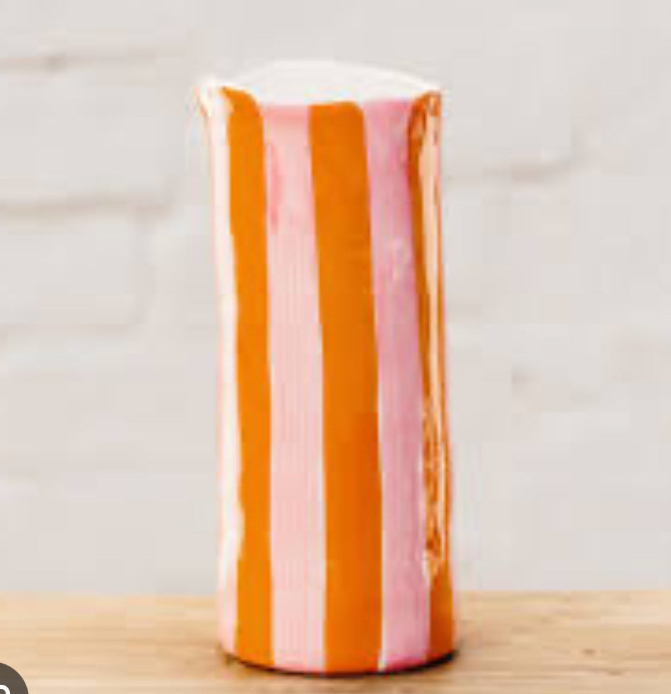 Small Pink and Orange Stripe Vase
