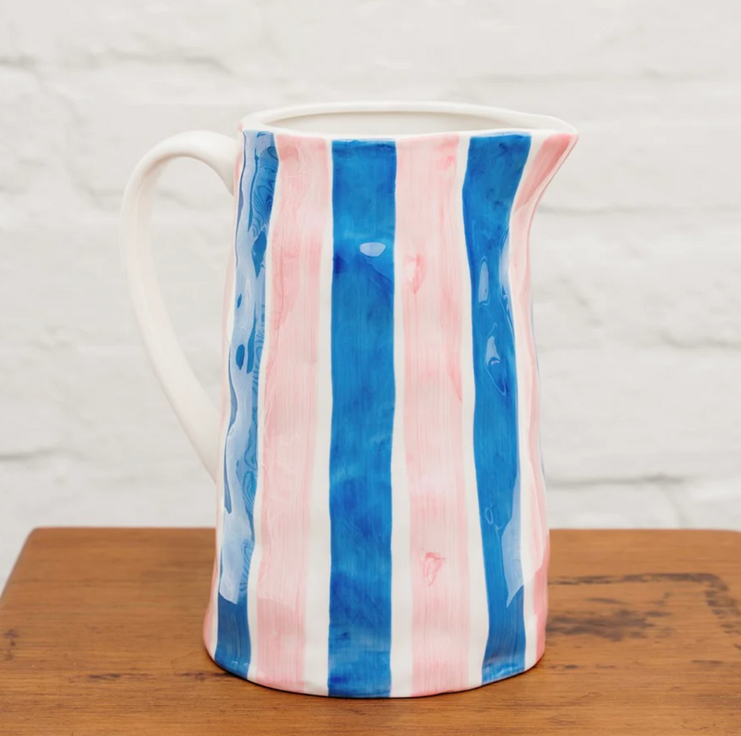 Medium Pink & Blue Stripe Jug