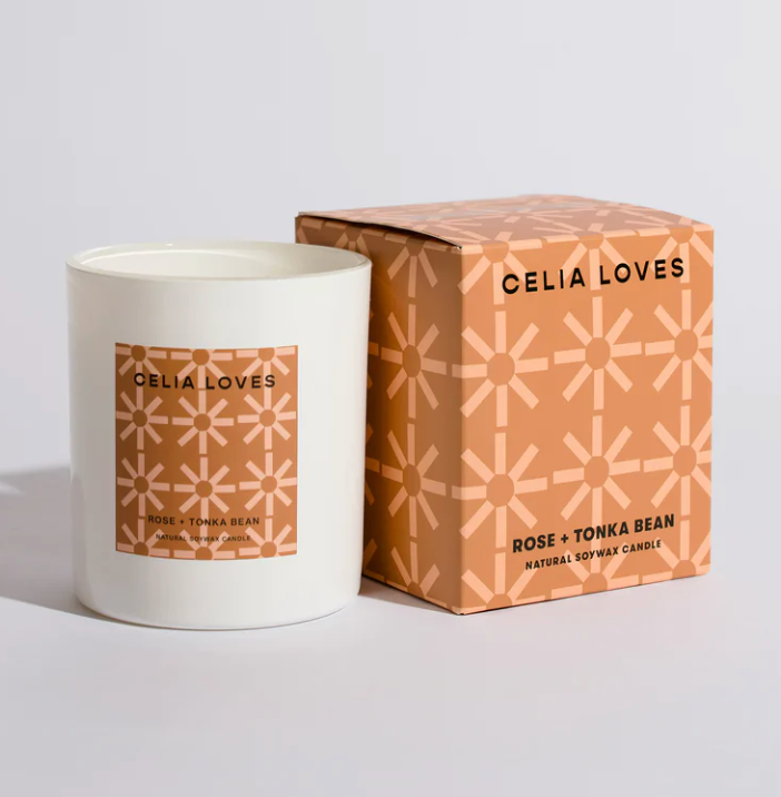 Rose & Tonka Bean scented candle